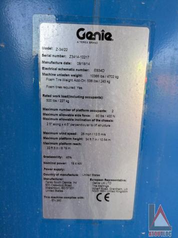 nacelle occasion GENIE Z34-22IC nacelle occasion GENIE Z34-22IC